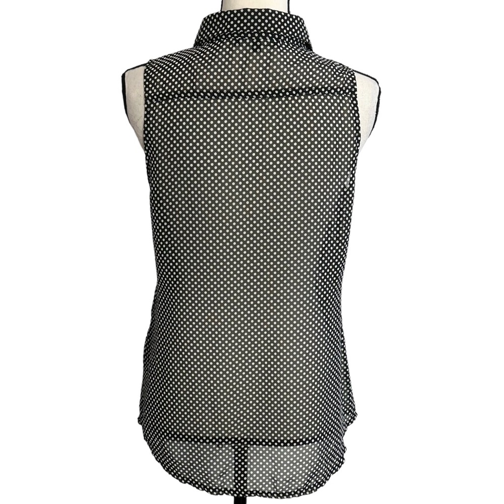 3/$10 Bella Ragazza Blouse M Polka Dot Sheer - Picture 4 of 5